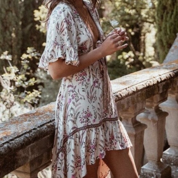 New Boho Summer Floral Hi Low Open Back Dress - Picture 6 of 12